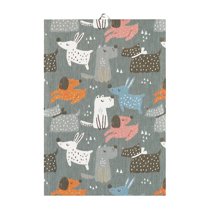 Hunde Geschirrtuch 35 x 50cm, Grau Ekelund Linneväveri