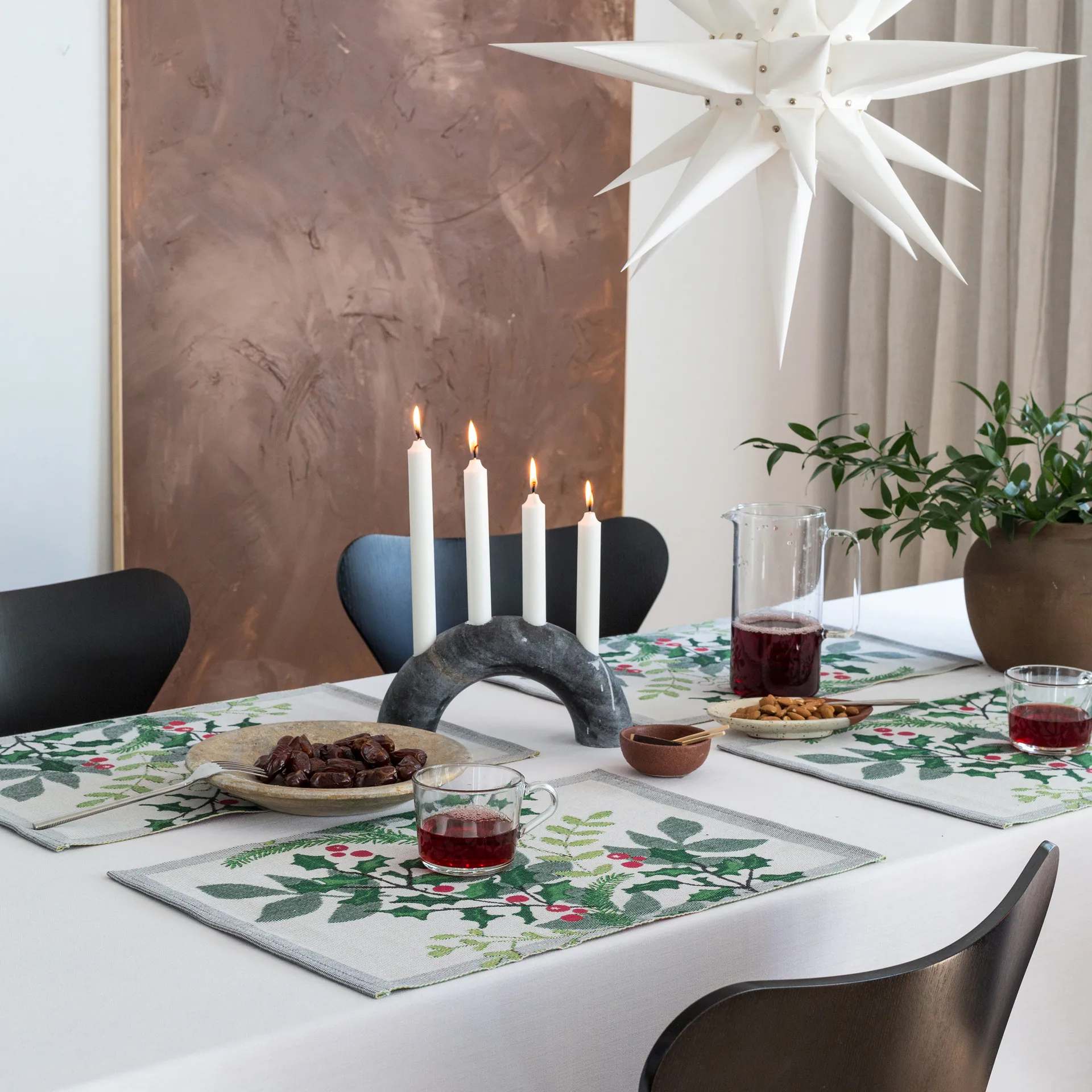 Julia Platzdecke 35 x 48cm, Weiß-grün Ekelund Linneväveri