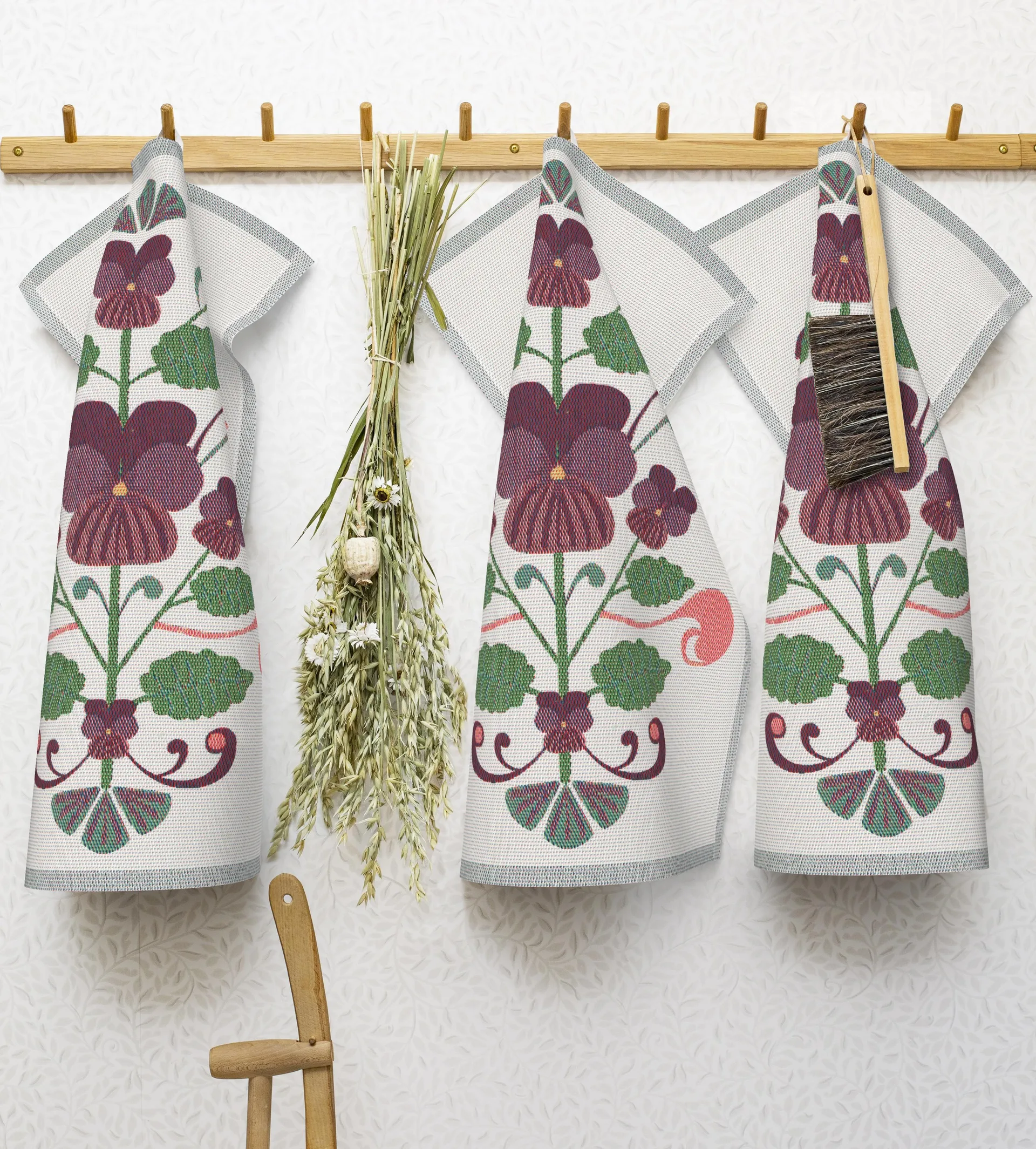 Lindas viol Geschirrtuch 40x60 cm, Lila-Grau Ekelund Linneväveri