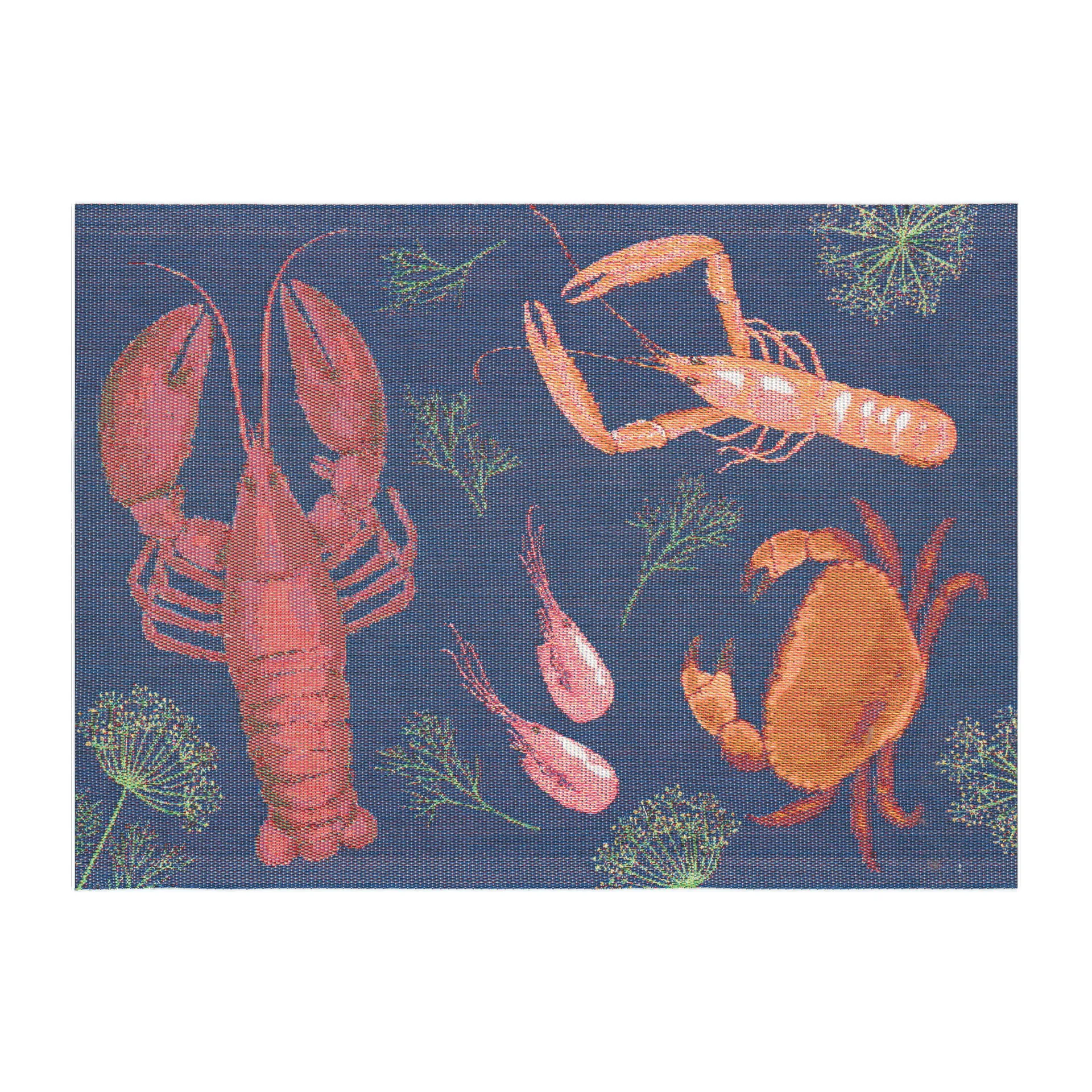 Skaldjursfest Platzdecke, 35 x 48cm Ekelund Linneväveri