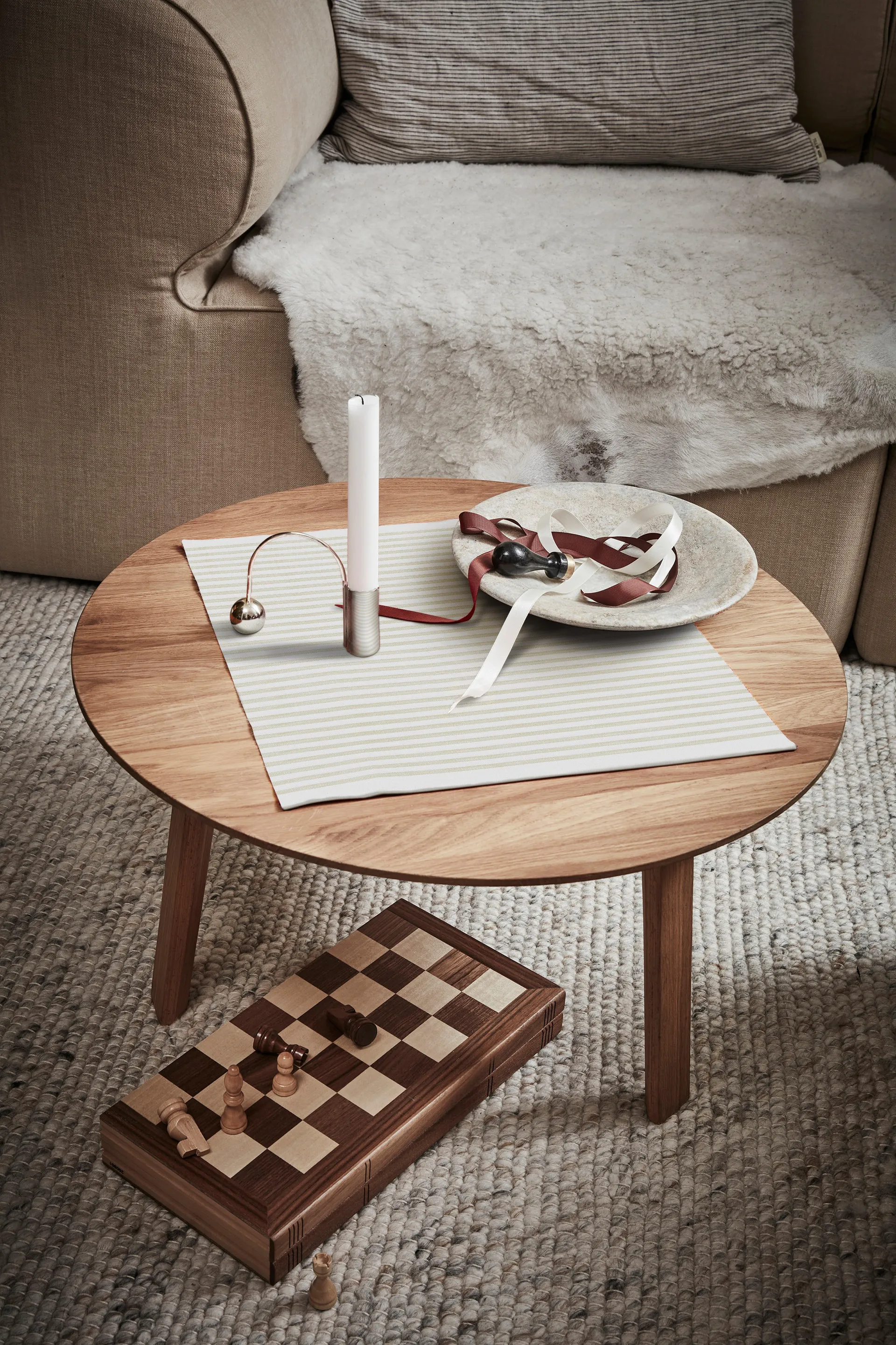 Tvärs Serviette 50x50 cm, Oblekt Ekelund Linneväveri