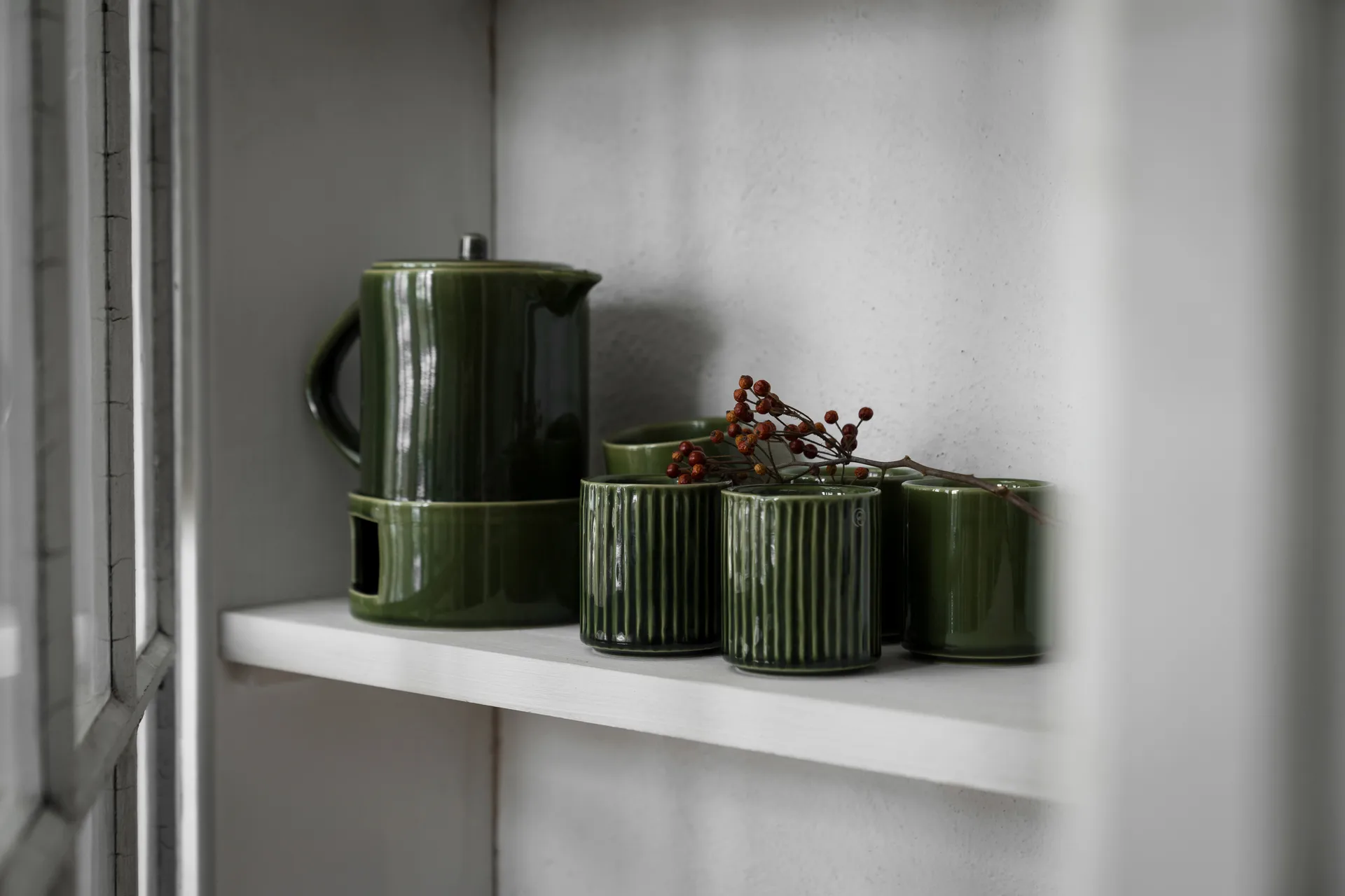 Ernst Becher ohne Henkel geriffelt 19 cl, Grün ERNST