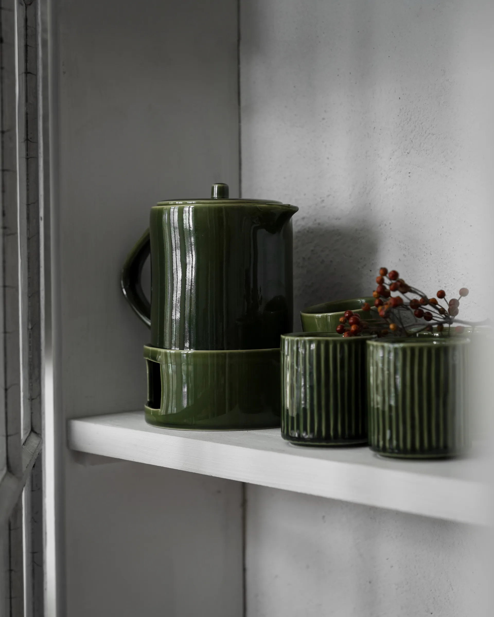 Ernst Becher ohne Henkel geriffelt 19 cl, Grün ERNST