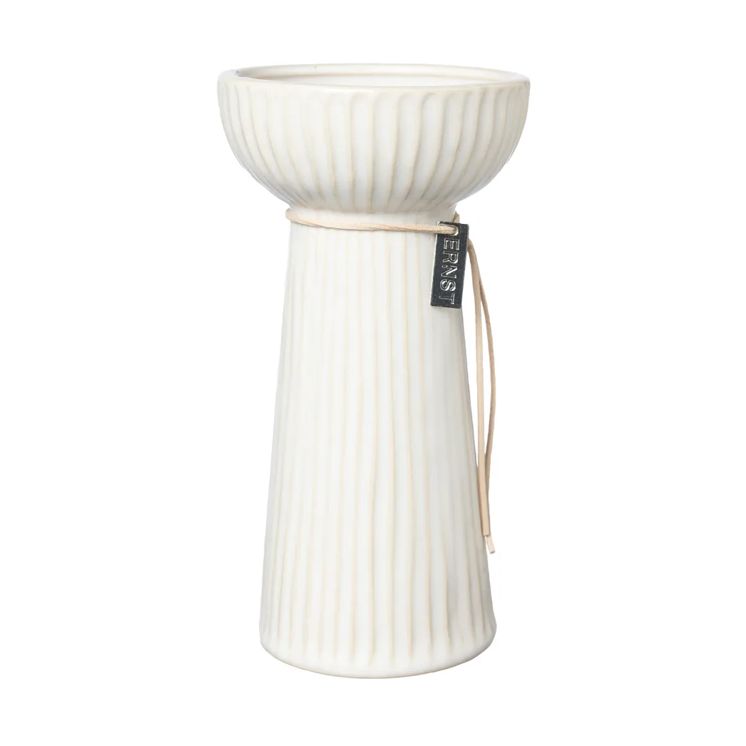 Ernst Blumenzwiebel-Vase geriffelt 19 cm, Naturweiß ERNST