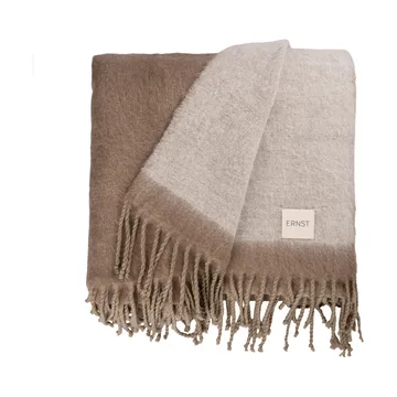 Ernst Decke mit Fransen 130x170 cm - Beige-Weiß - ERNST