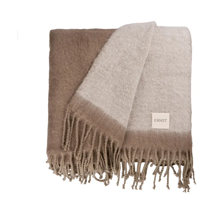 Ernst Decke mit Fransen 130x170 cm - Beige-Weiß - ERNST