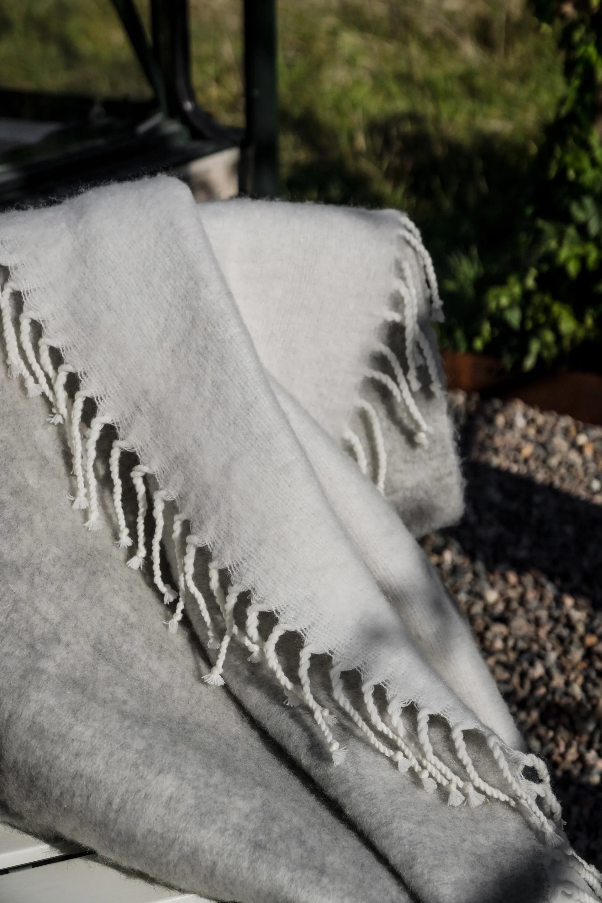 Ernst Decke mit Fransen 130x170 cm, Grau ERNST