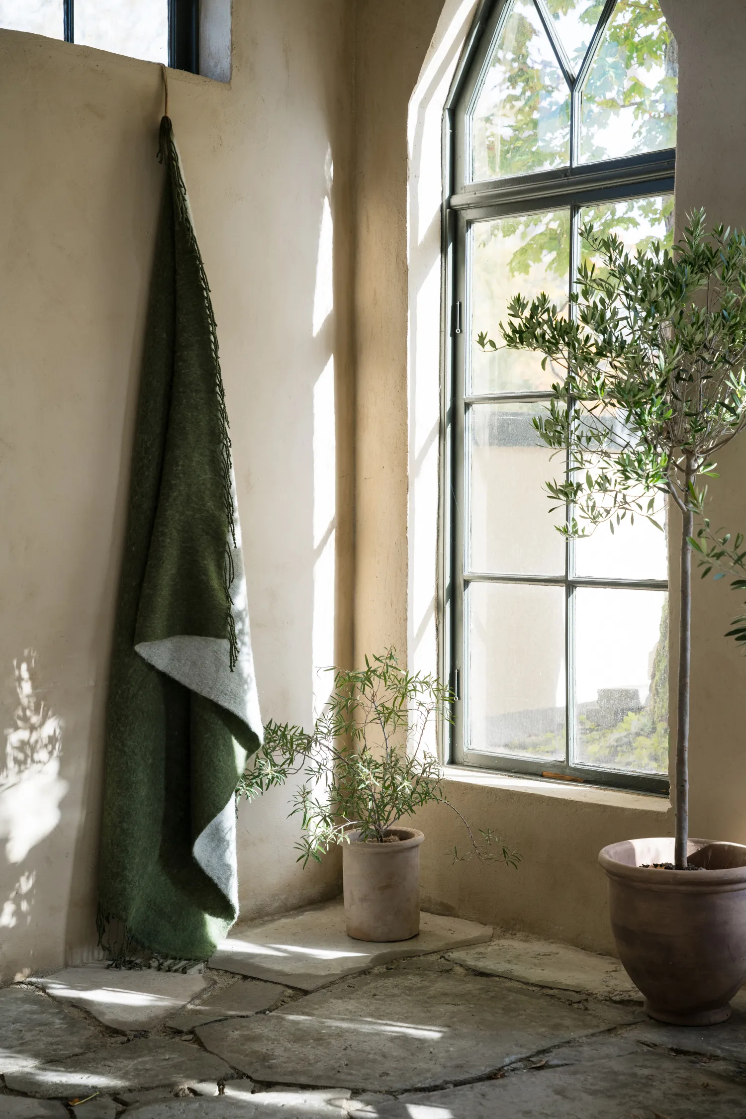 Ernst Decke mit Fransen 130x170 cm, Grün-Weiß ERNST