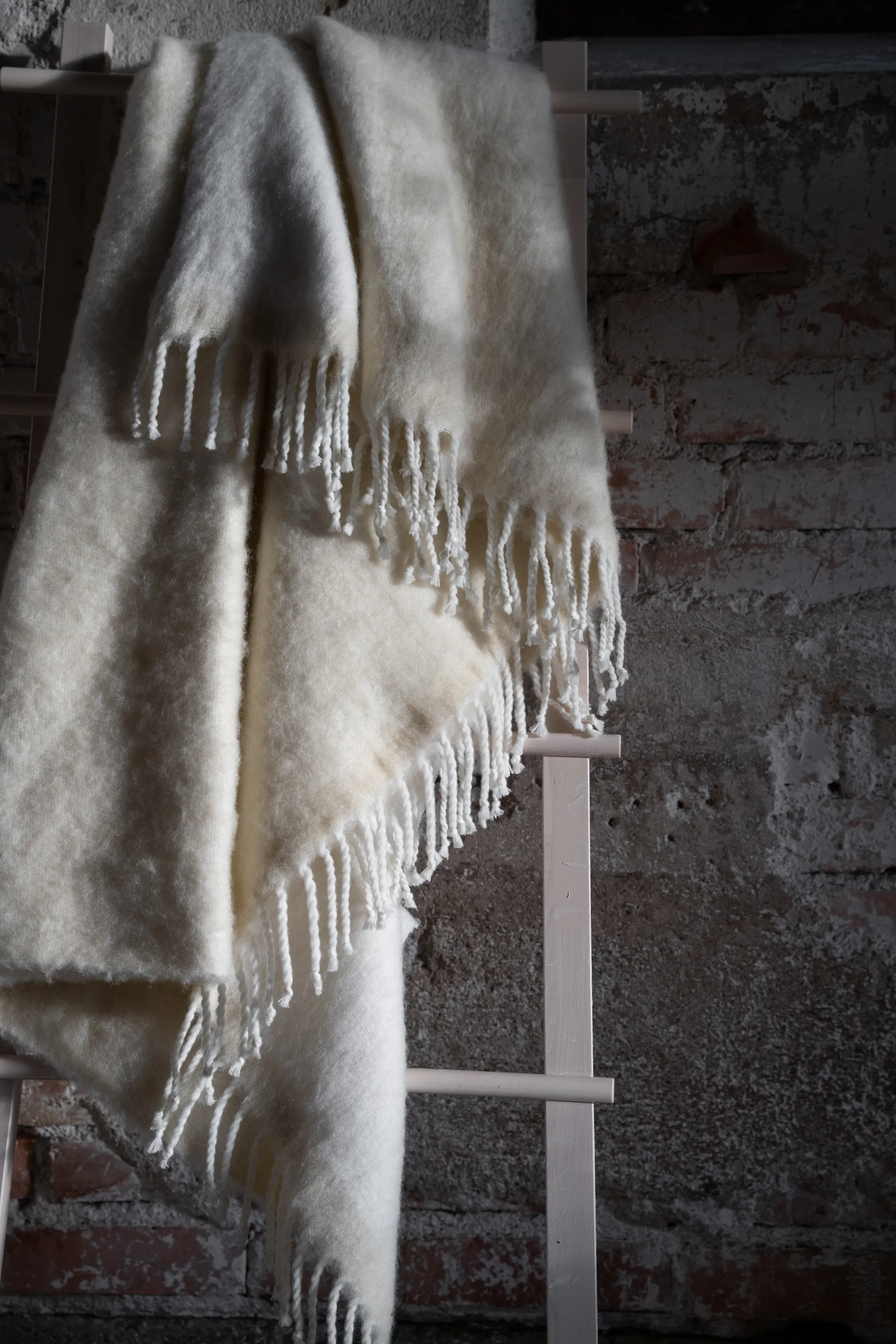 Ernst Decke mit Fransen 130x170 cm, Naturweiß ERNST