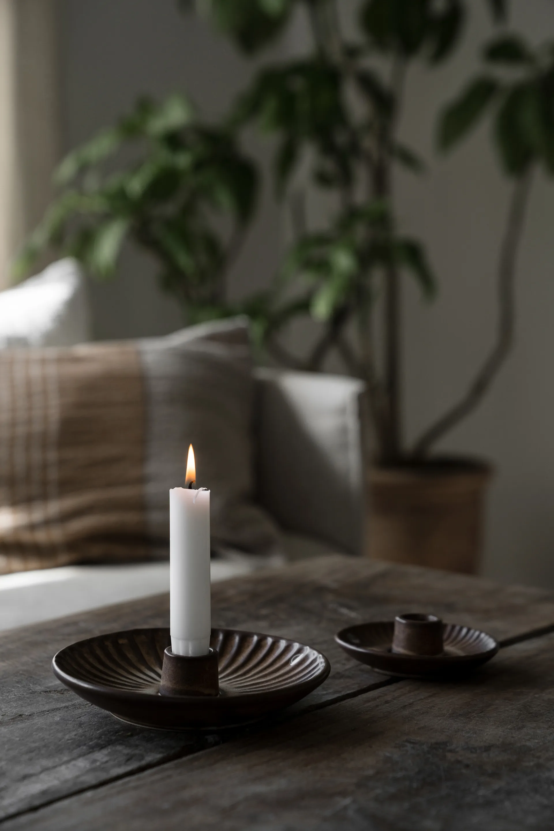 Ernst Kerzenhalter Ø10,5x3,5 cm, Braun-beige ERNST