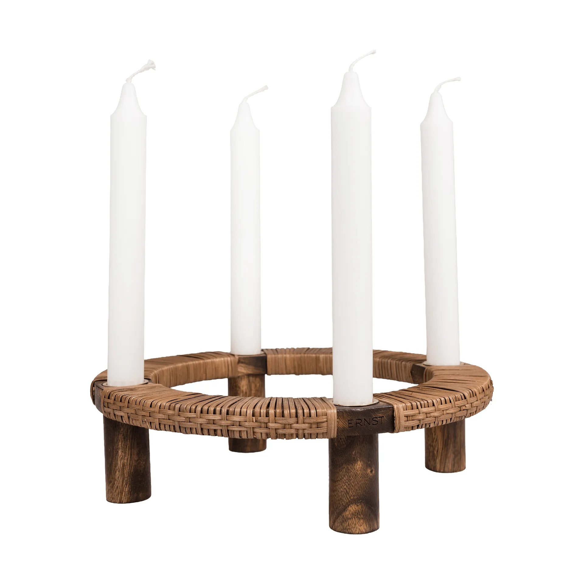 Ernst Kerzenhalter rund 4-flammig, Dunkles Holz ERNST