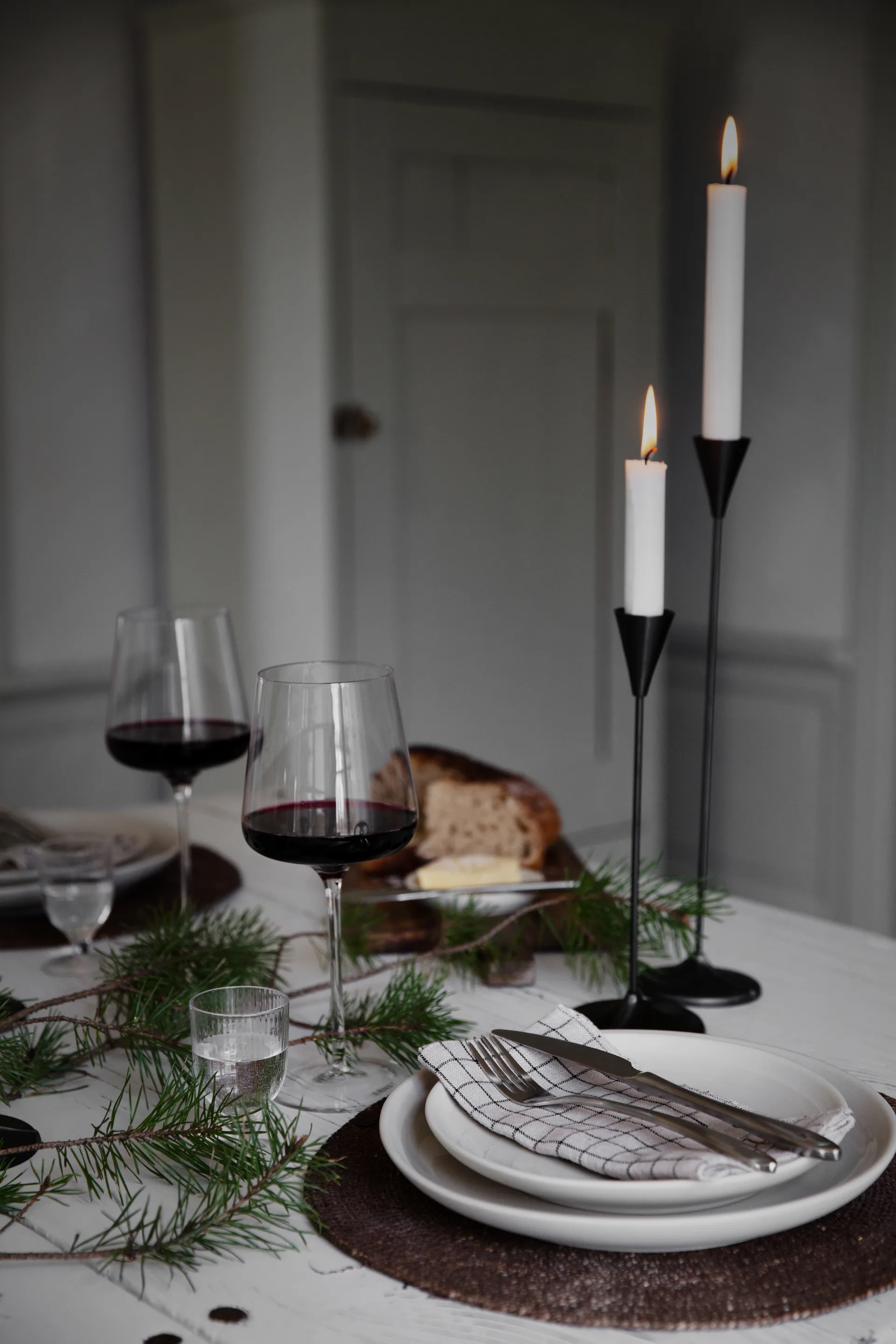 Ernst Kerzenständer geschwärztes Chrom, 25 cm ERNST