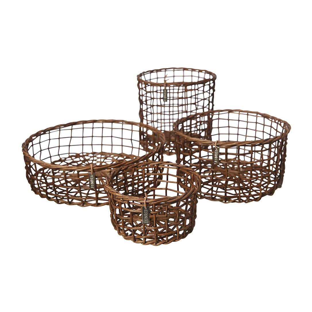 Ernst Korb Bambus 4er Pack Dunkelbraun | Skandinavisches Design | Aufbewahrungskörbe | Braun
