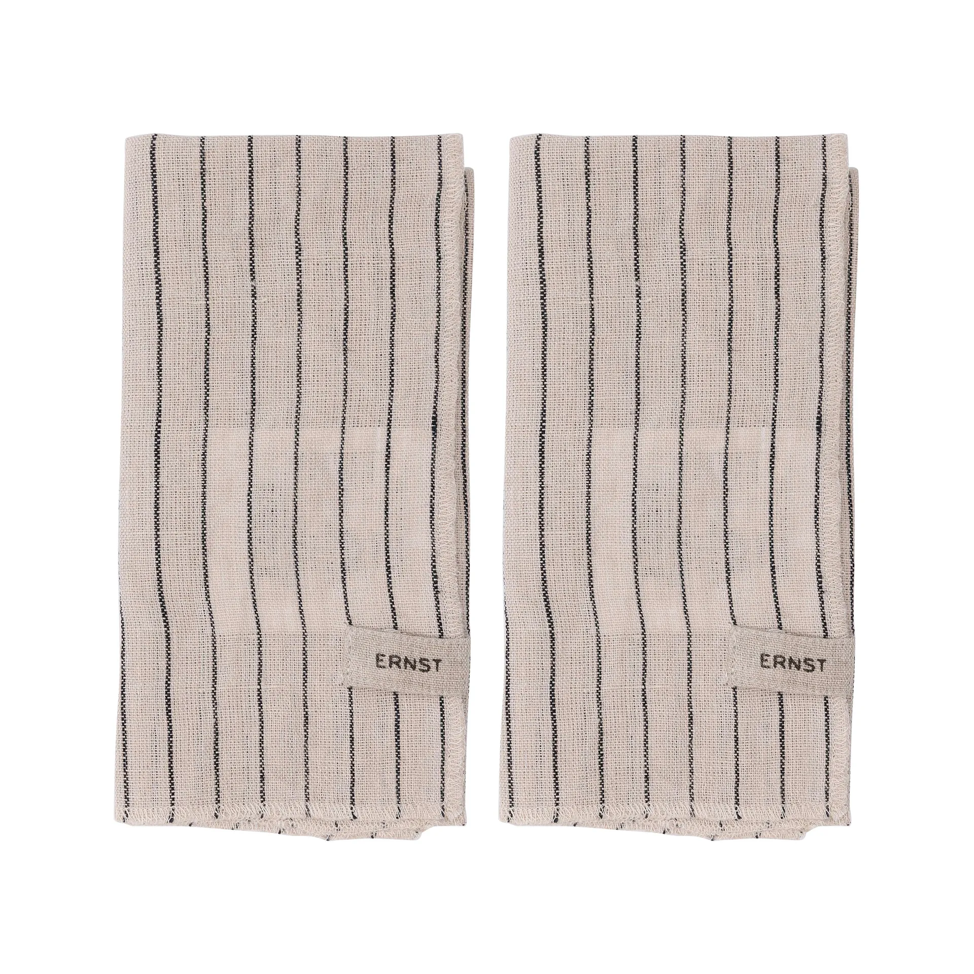 Ernst Servietten gestreift 2er-Pack 40 x 40 cm, Schwarz-Beige ERNST