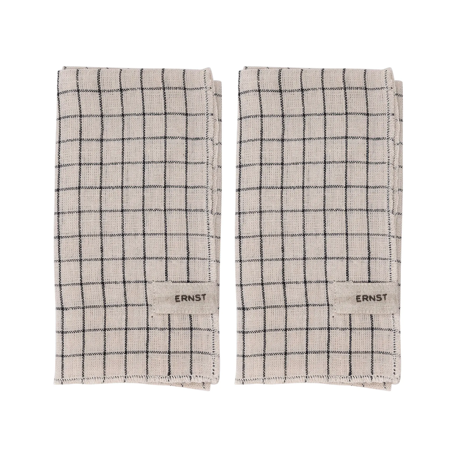 Ernst Servietten gestreift 2er-Pack 40 x 40 cm, Schwarz-Beige ERNST