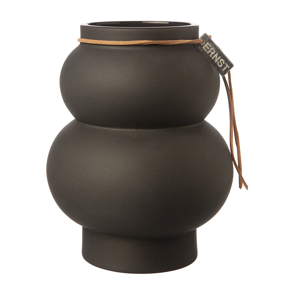 Ernst Steingutvase gewölbt 10cm, Dunkelgrau ERNST