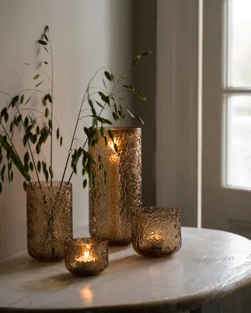 Ernst Vase/Lichtlaterne gemustert - Bernstein, Ø8x6 cm - ERNST