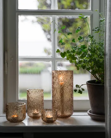 Ernst Vase/Lichtlaterne gemustert - Bernstein, Ø9x15 cm - ERNST