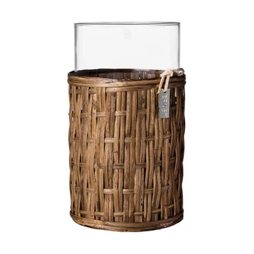 Ernst Vase/Windlicht im Korb - Dunkelbraun, Ø10x18 cm - ERNST
