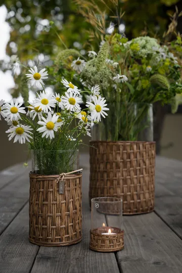 Ernst Vase/Windlicht im Korb - Dunkelbraun, Ø7x8,5 cm - ERNST