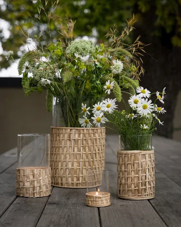 Ernst Vase/Windlicht im Korb - Natur, Ø10x12 cm - ERNST