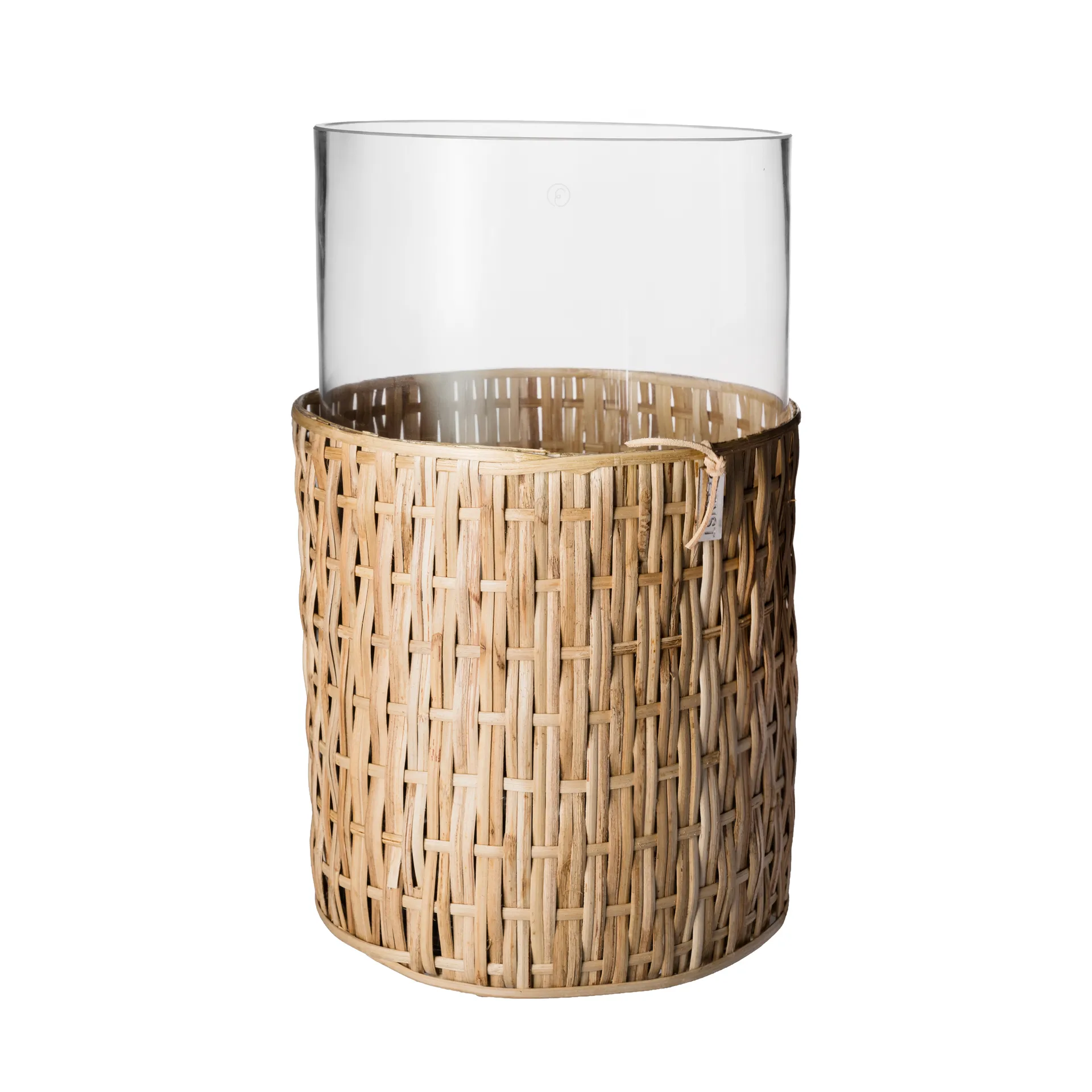 Ernst Vase/Windlicht im Korb, Natur, Ø18x30 cm ERNST