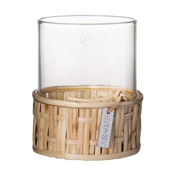 Ernst Vase/Windlicht im Korb - Natur, Ø7x8,5 cm - ERNST