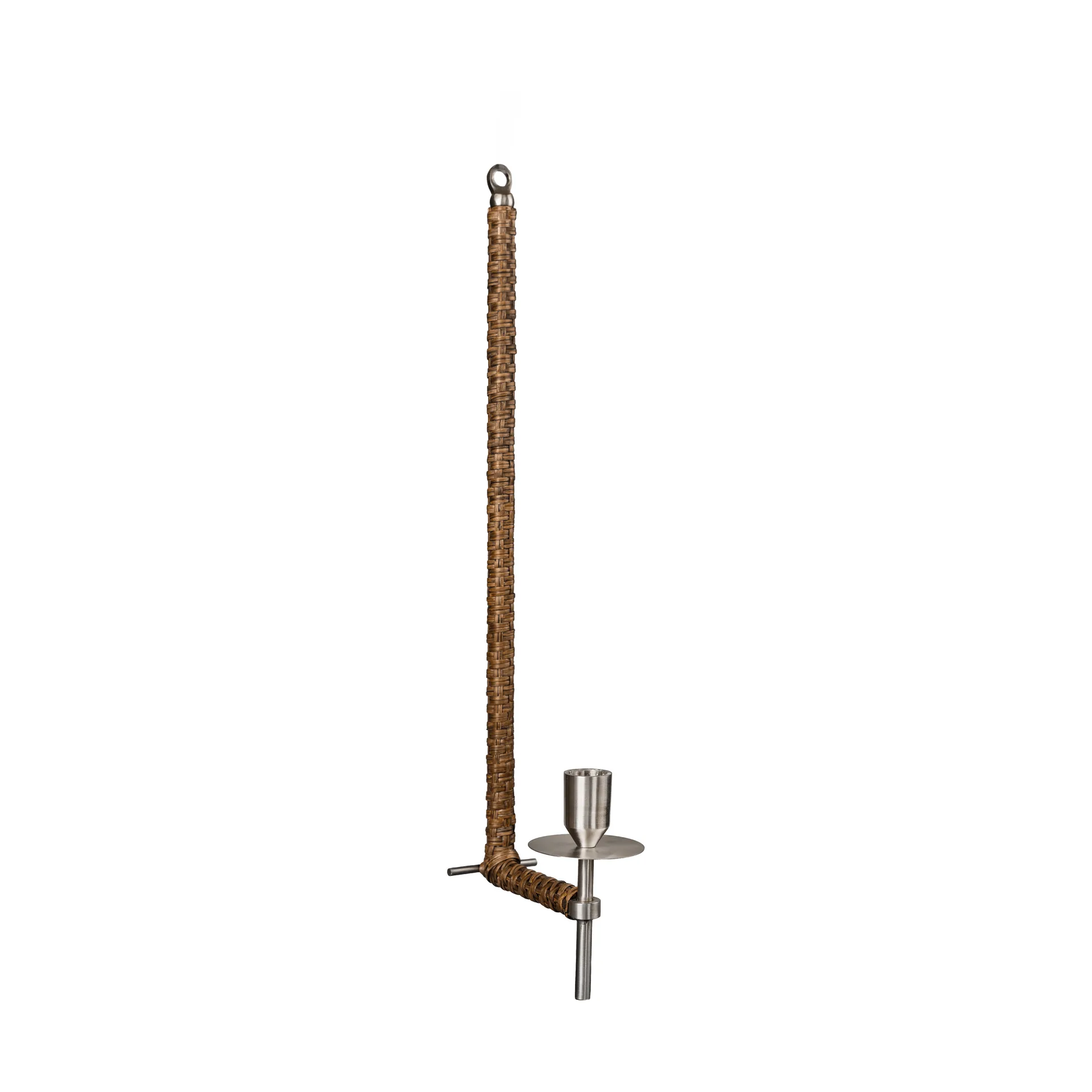 Ernst Wandleuchter geflochten, Gebürsteter Stahl, 47 cm ERNST