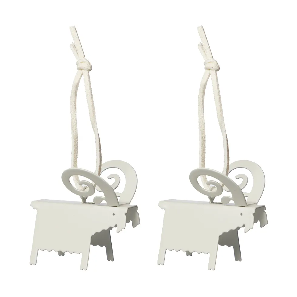 Ernst Weihnachtsanhänger Bock 2er-Pack, Weiß 5 cm ERNST