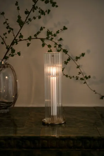 Ernst Windlicht für Stabkerzen - Messing-Glas, Ø9x27,5 cm - ERNST
