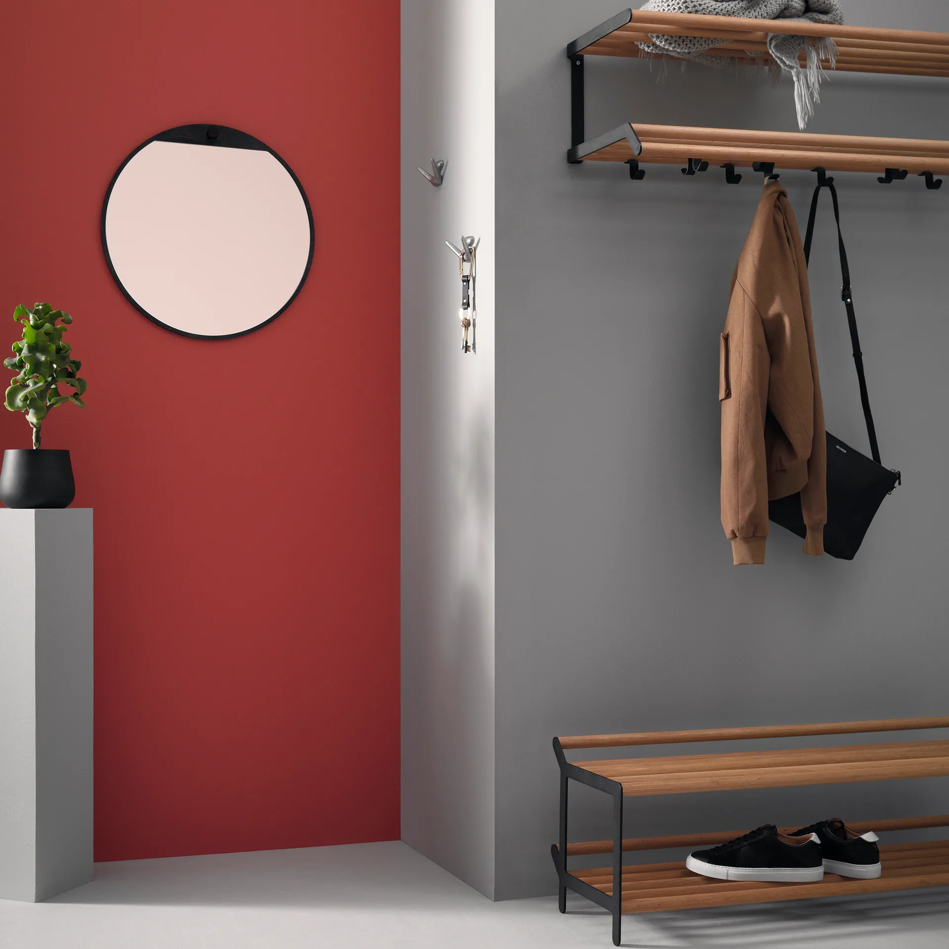 Tamburin Hutablage 100cm, Eiche-schwarz Essem Design