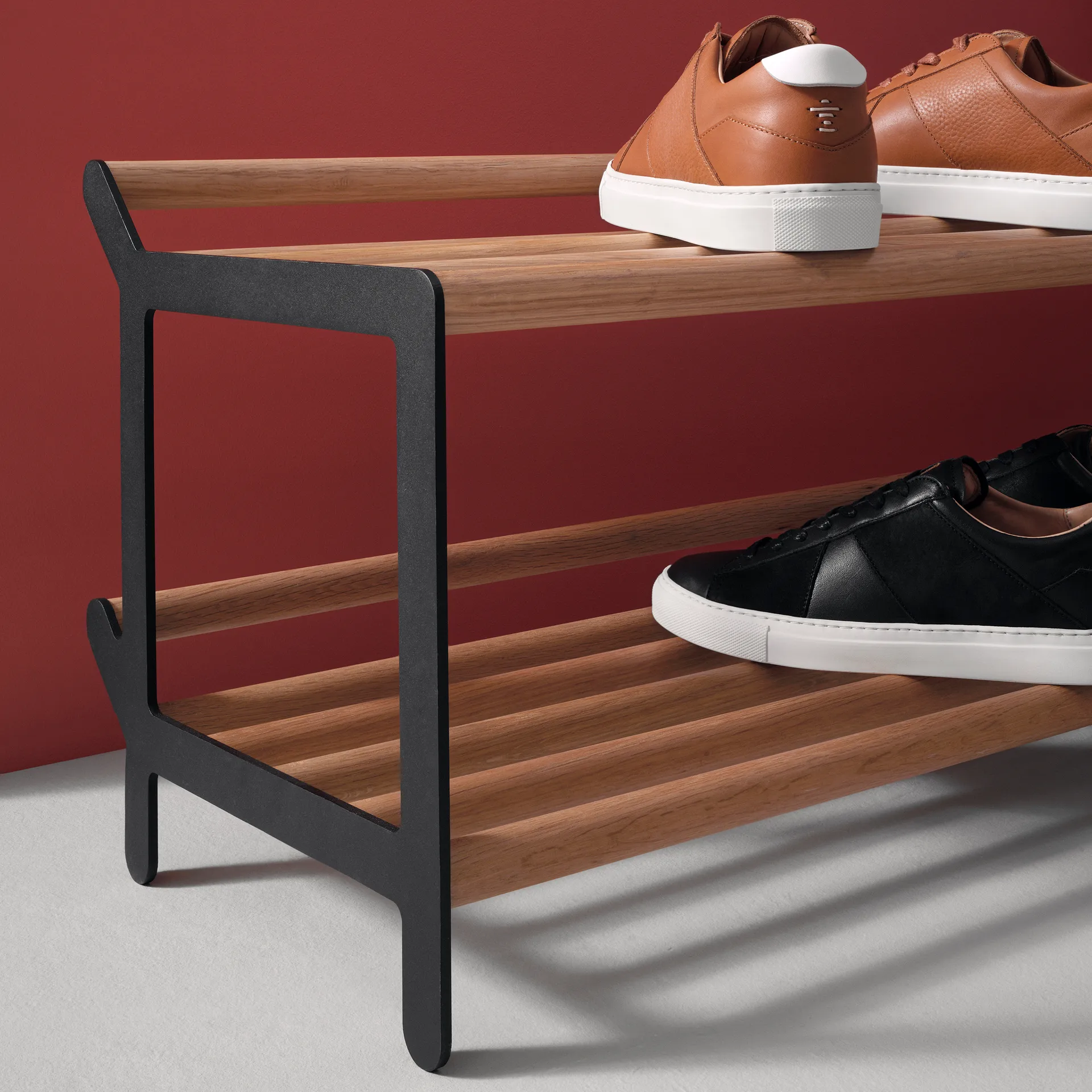 Tamburin Schuhregal 100cm, Eiche-schwarz Essem Design