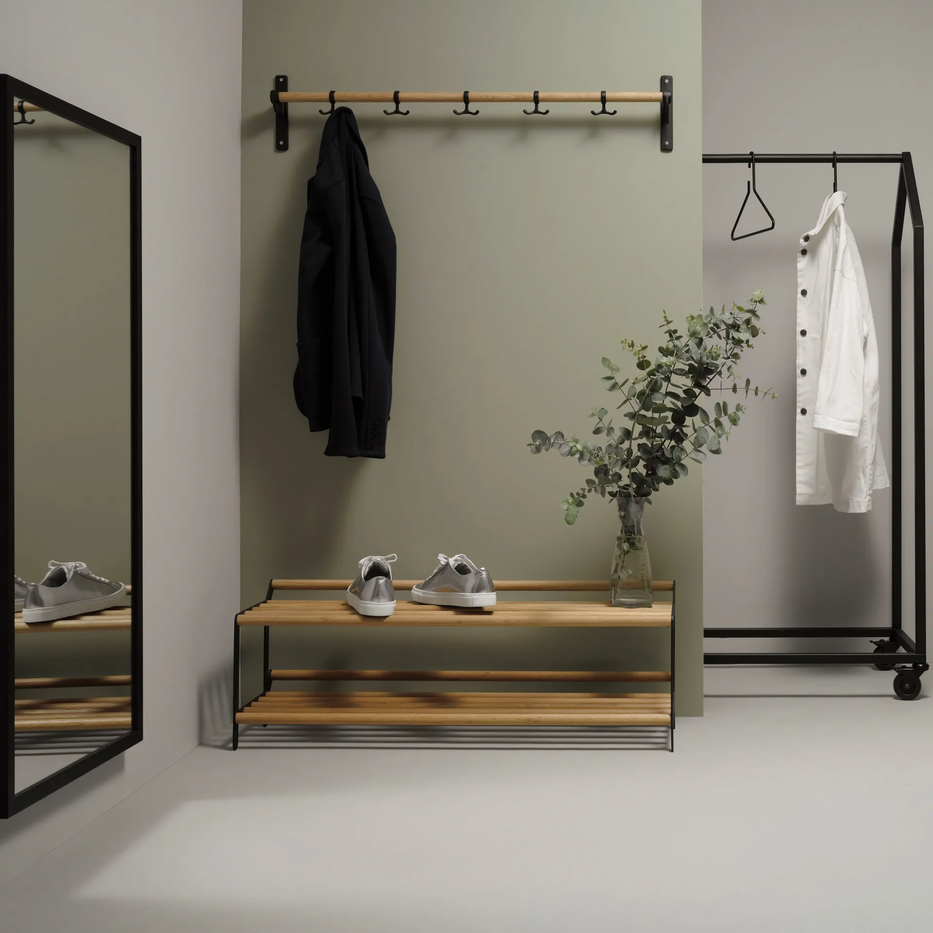 Tamburin Schuhregal 60cm, Eiche-schwarz Essem Design