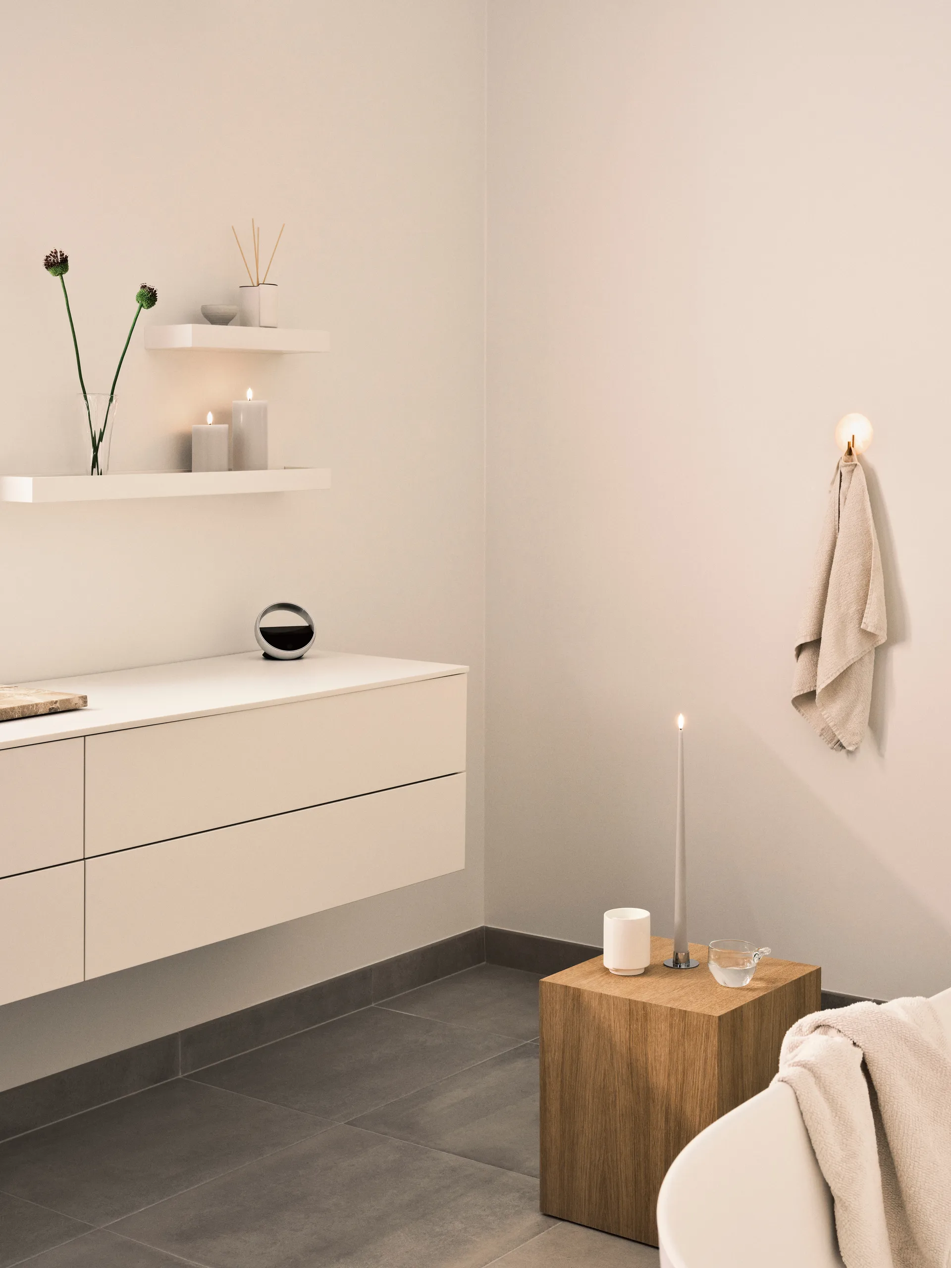 ester & erik Blockkerze LED, 22 Linen Grey, 10cm ester & erik