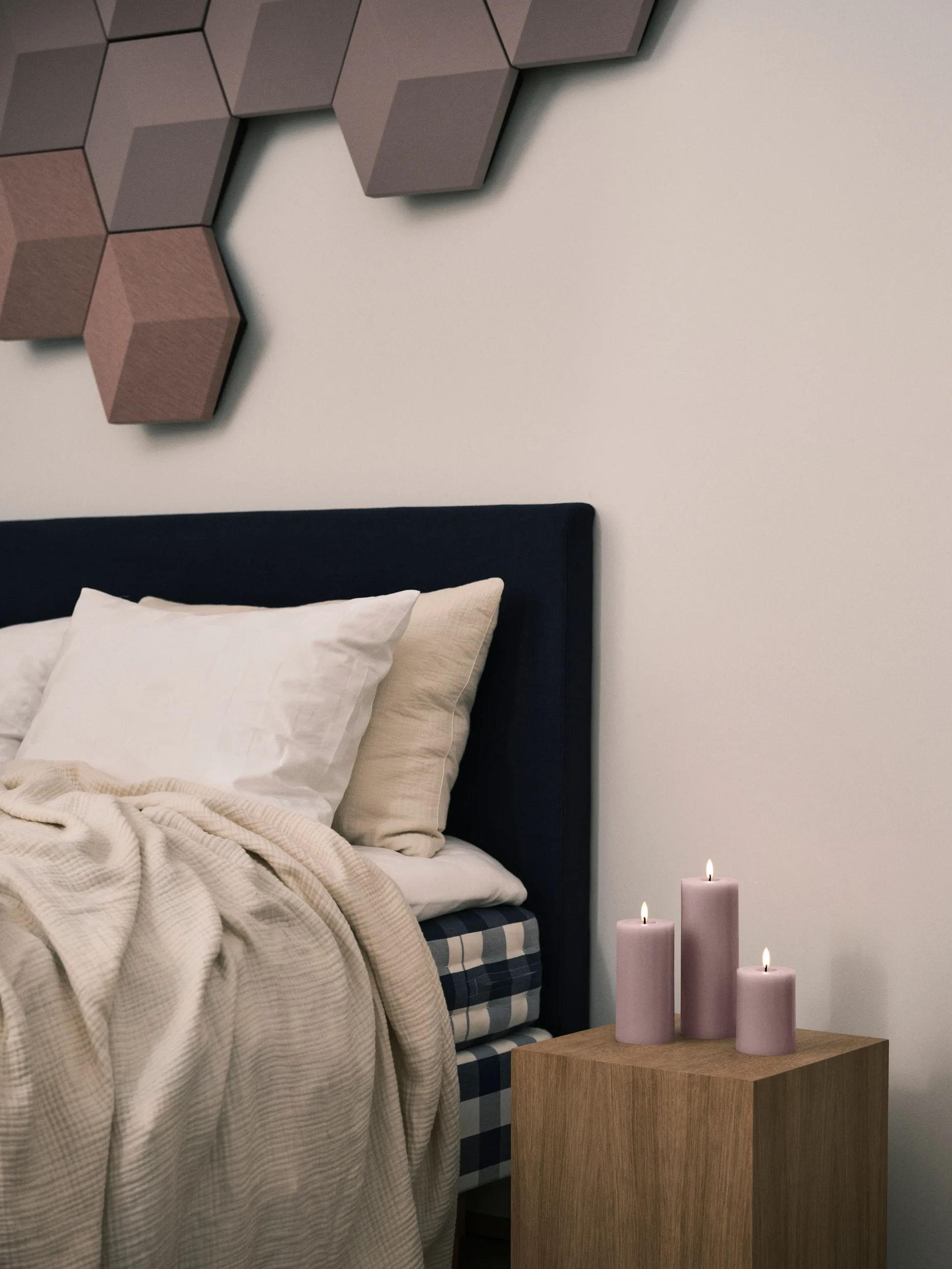 ester & erik Blockkerze LED, 52 Soft Rose, 15cm ester & erik