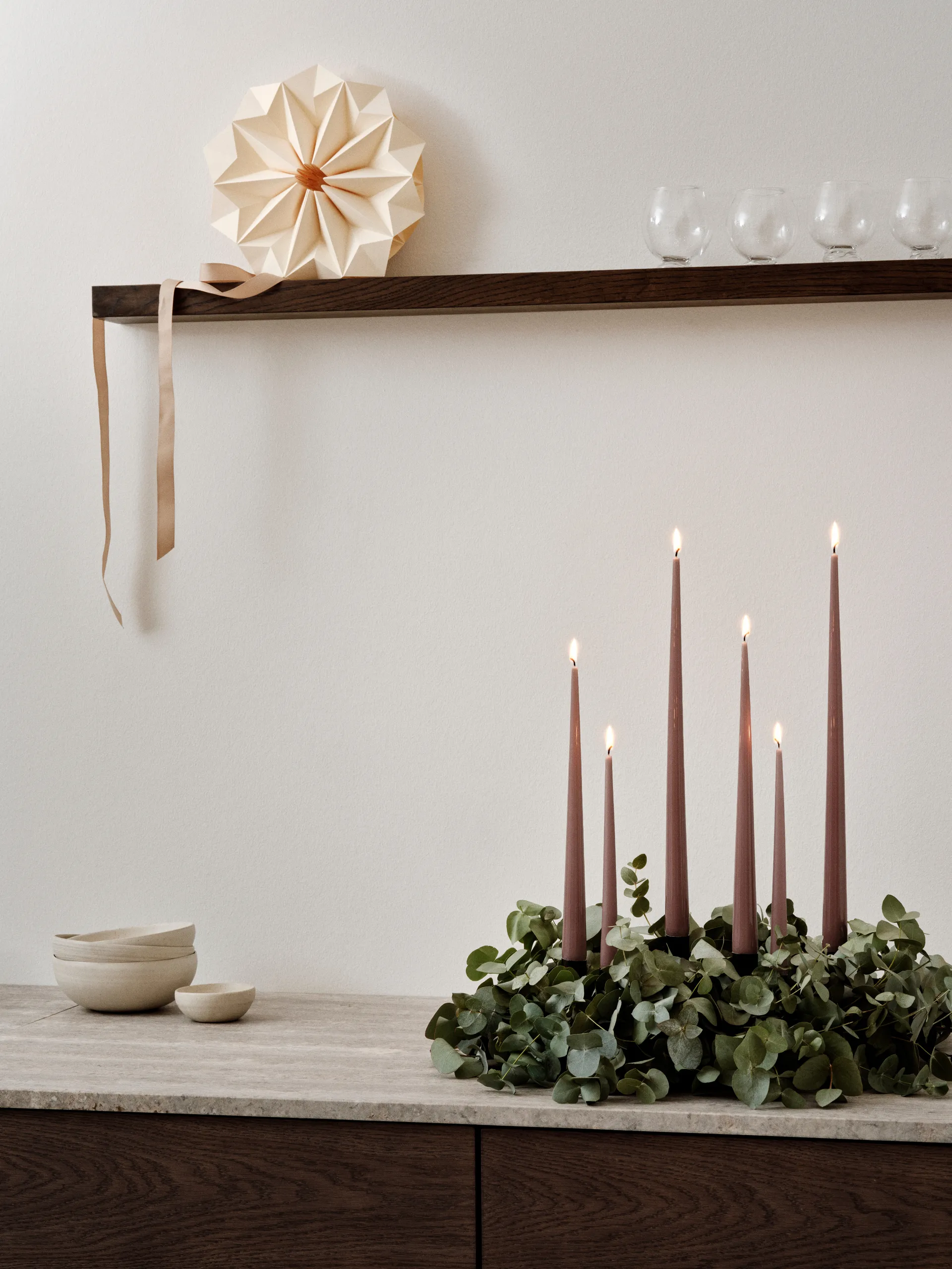 ester & erik Kerze 4er Pack lackiert, Winter rose 84, 32 cm ester & erik