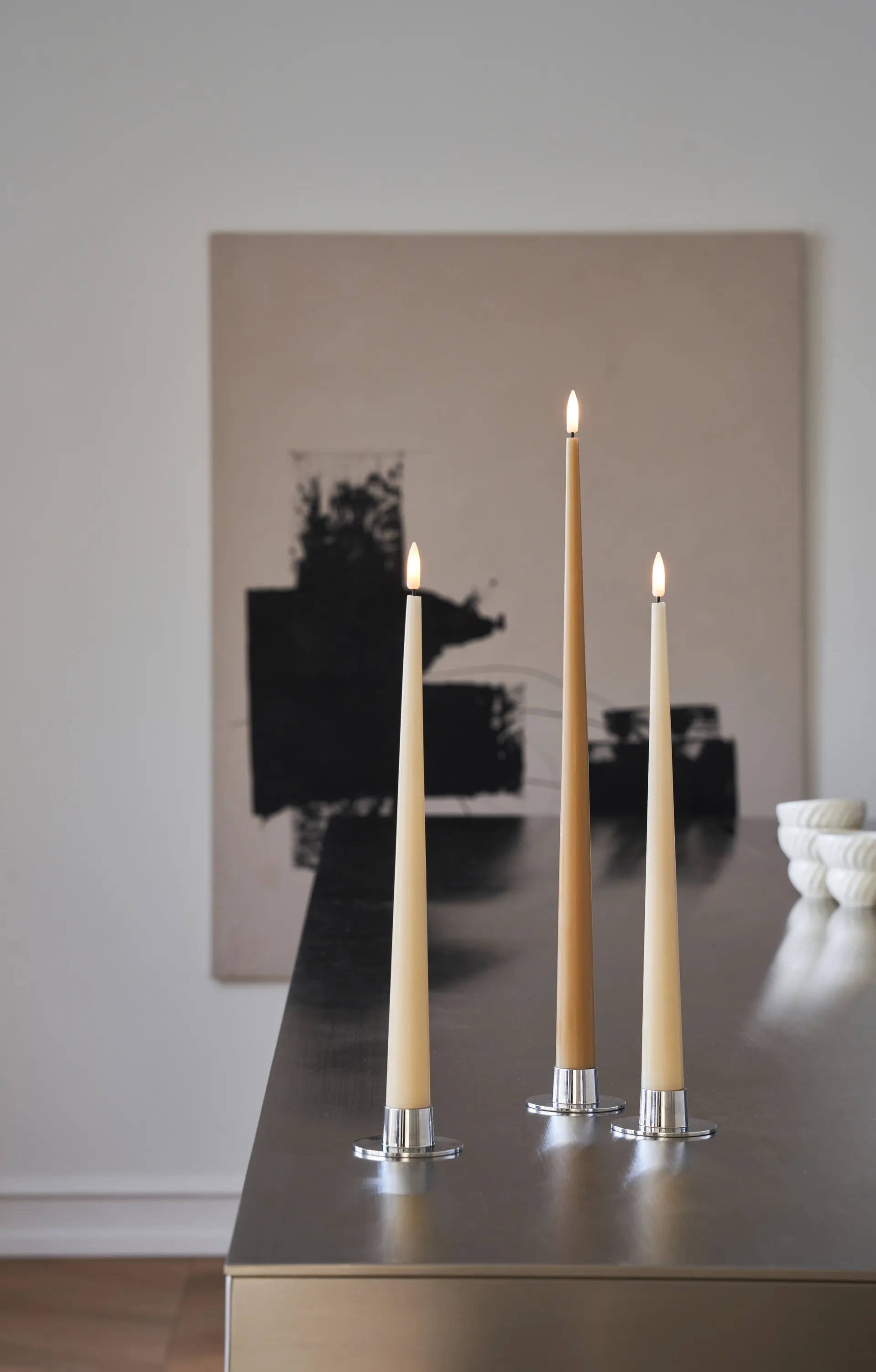 ester & erik Stabkerzen LED 2er-Pack, 27 Almond butter, 40cm ester & erik