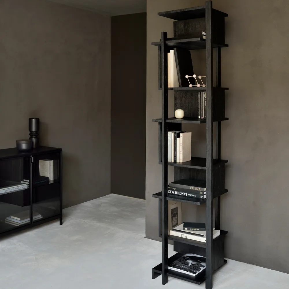 Abstract Column Regal, Schwarzes Teak 203x49 cm Ethnicraft