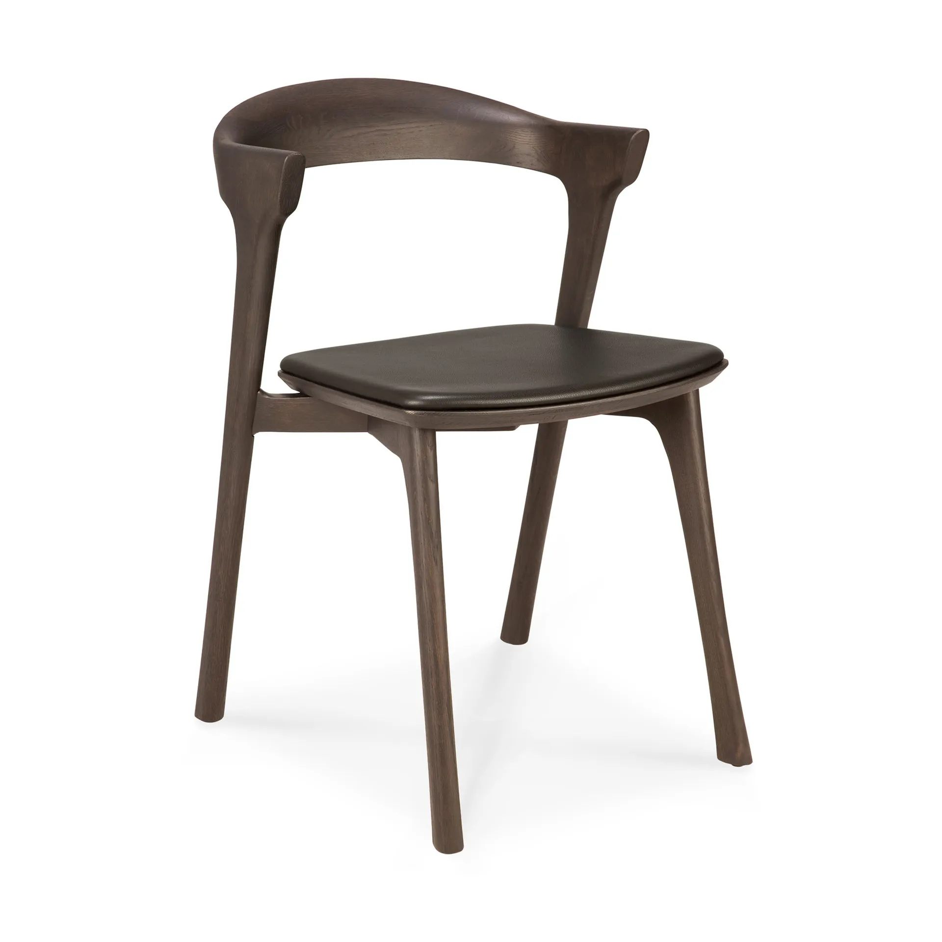 Bok Stuhl mit Ledersitz, Braun gebeizte Eiche-braunes Leder Ethnicraft