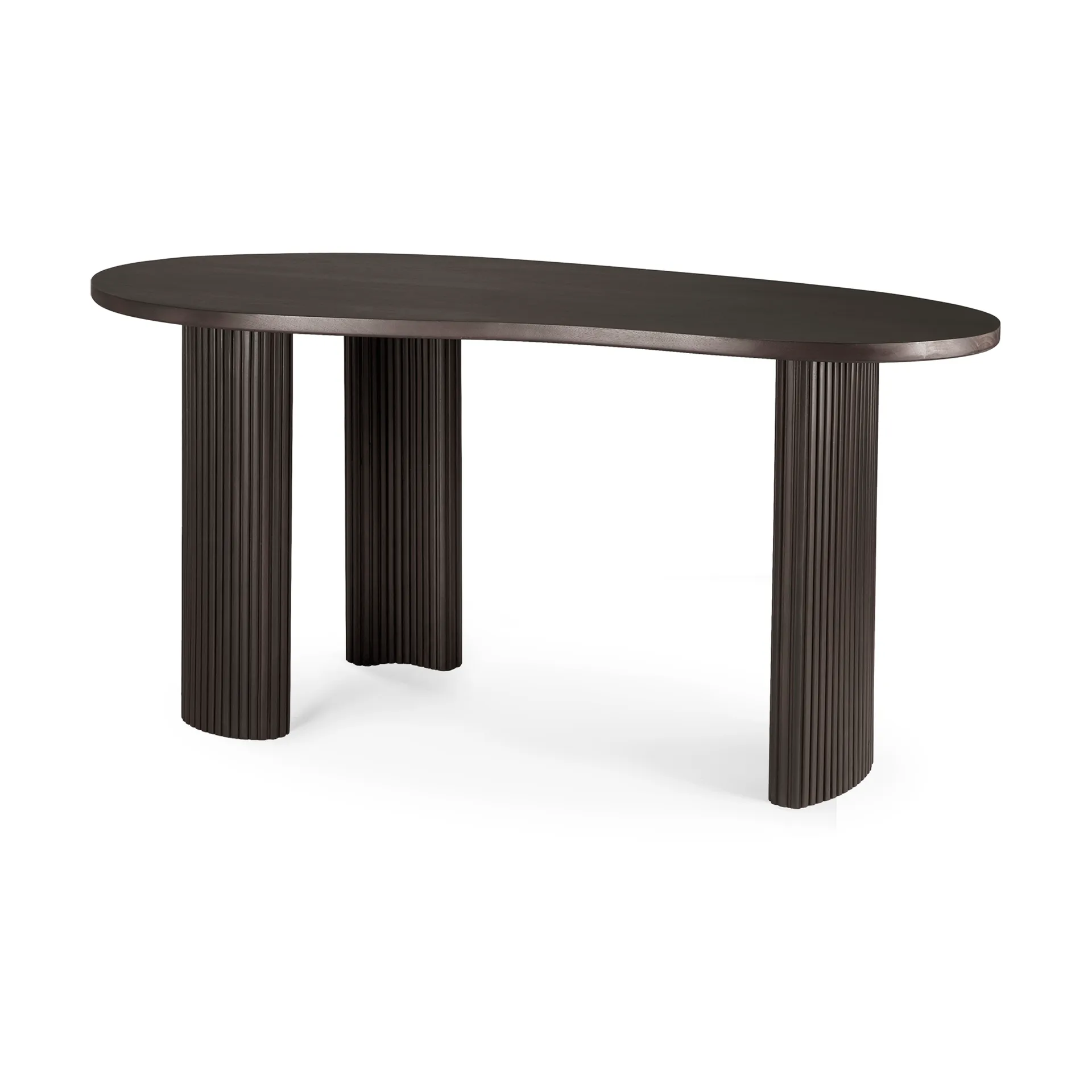 Boomerang Schreibtisch 160x83x76 cm, Dunkelbraun gebeizte Mahagony Ethnicraft