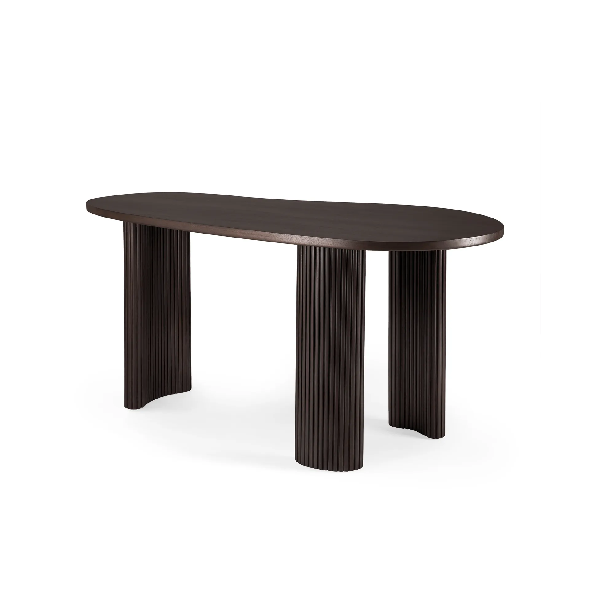 Boomerang Schreibtisch, Dunkelbraun gebeizte Mahagony, 160x83x76 cm Ethnicraft