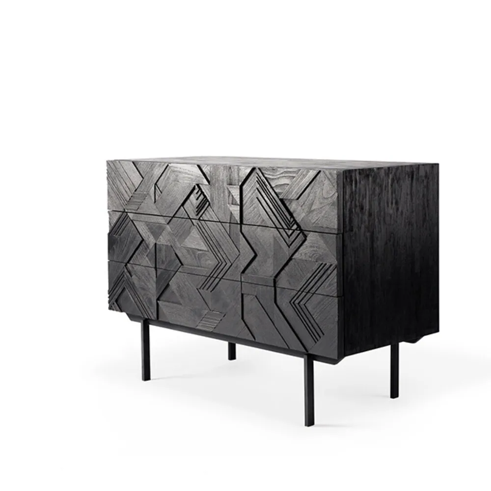 Graphic Kommode 87x100 cm, Schwarzes Teak Ethnicraft