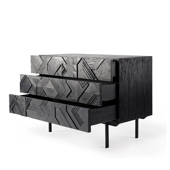 Graphic Kommode 87x100 cm, Schwarzes Teak Ethnicraft