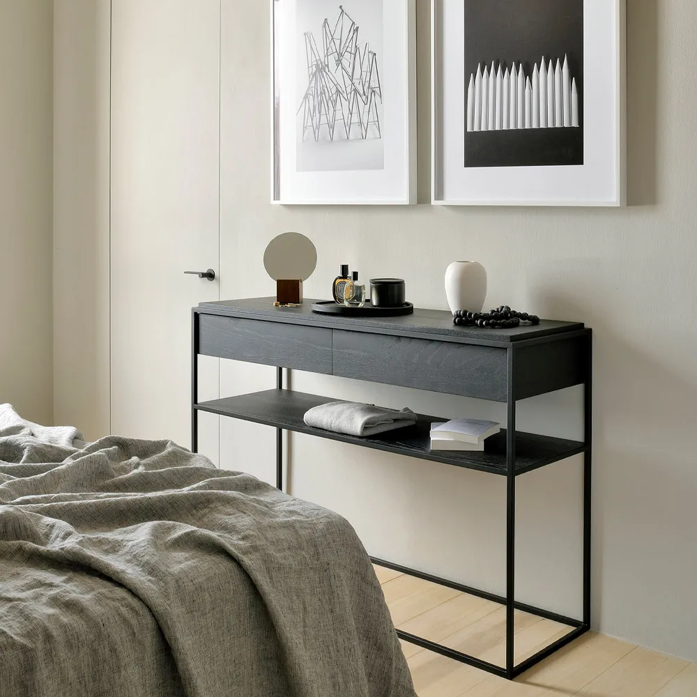 Monolit Konsolentisch 122x40 cm, Oak black-Black Ethnicraft