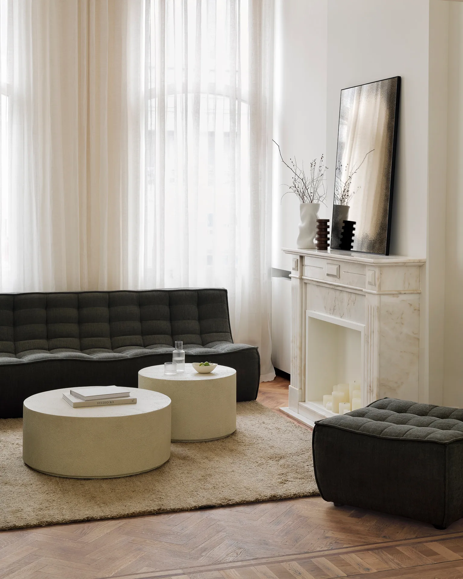 N701 Fußhocker 70x70 cm, Moss Eco fabric Ethnicraft