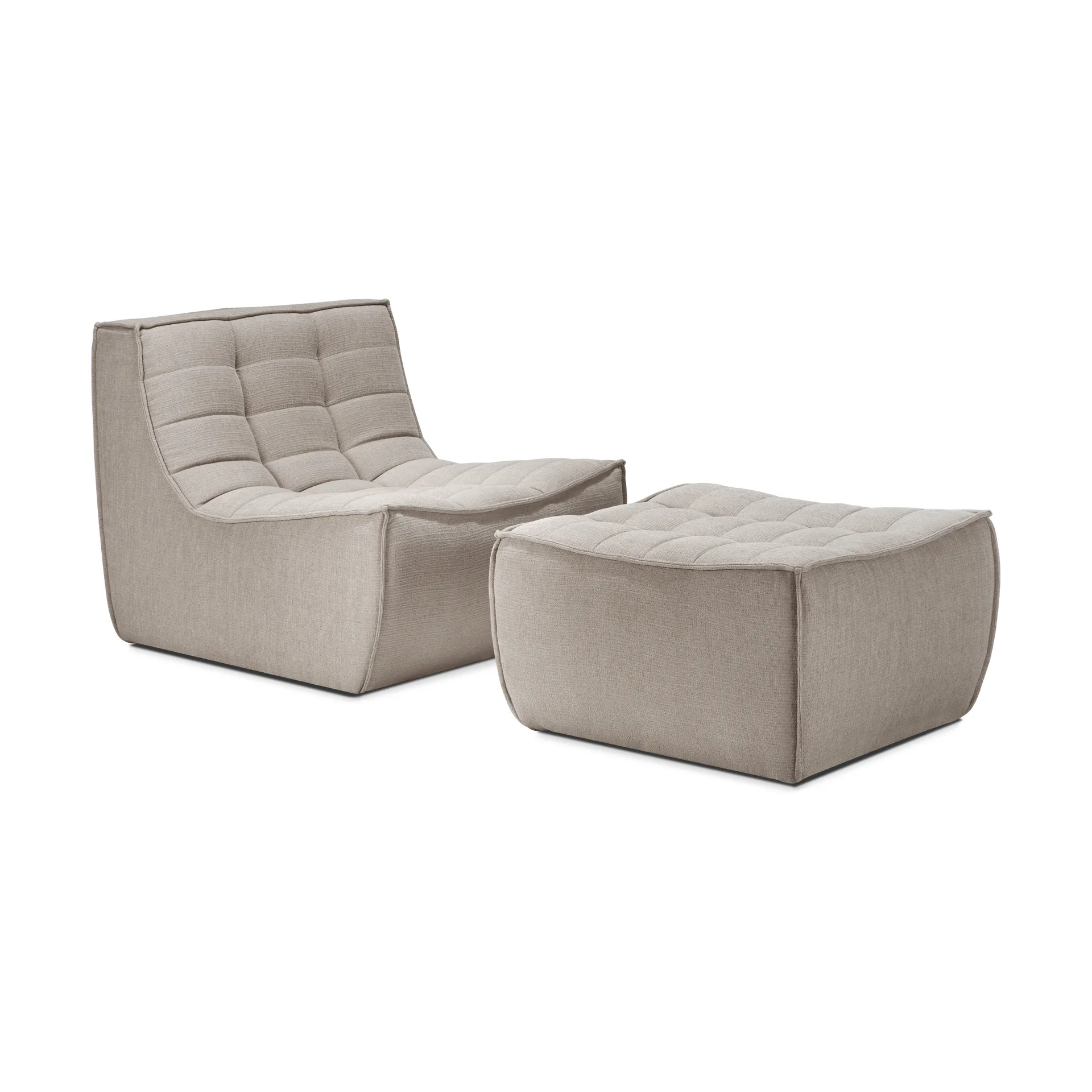 N701 Fußhocker 70x70 cm, Stoff Ecru beige Ethnicraft