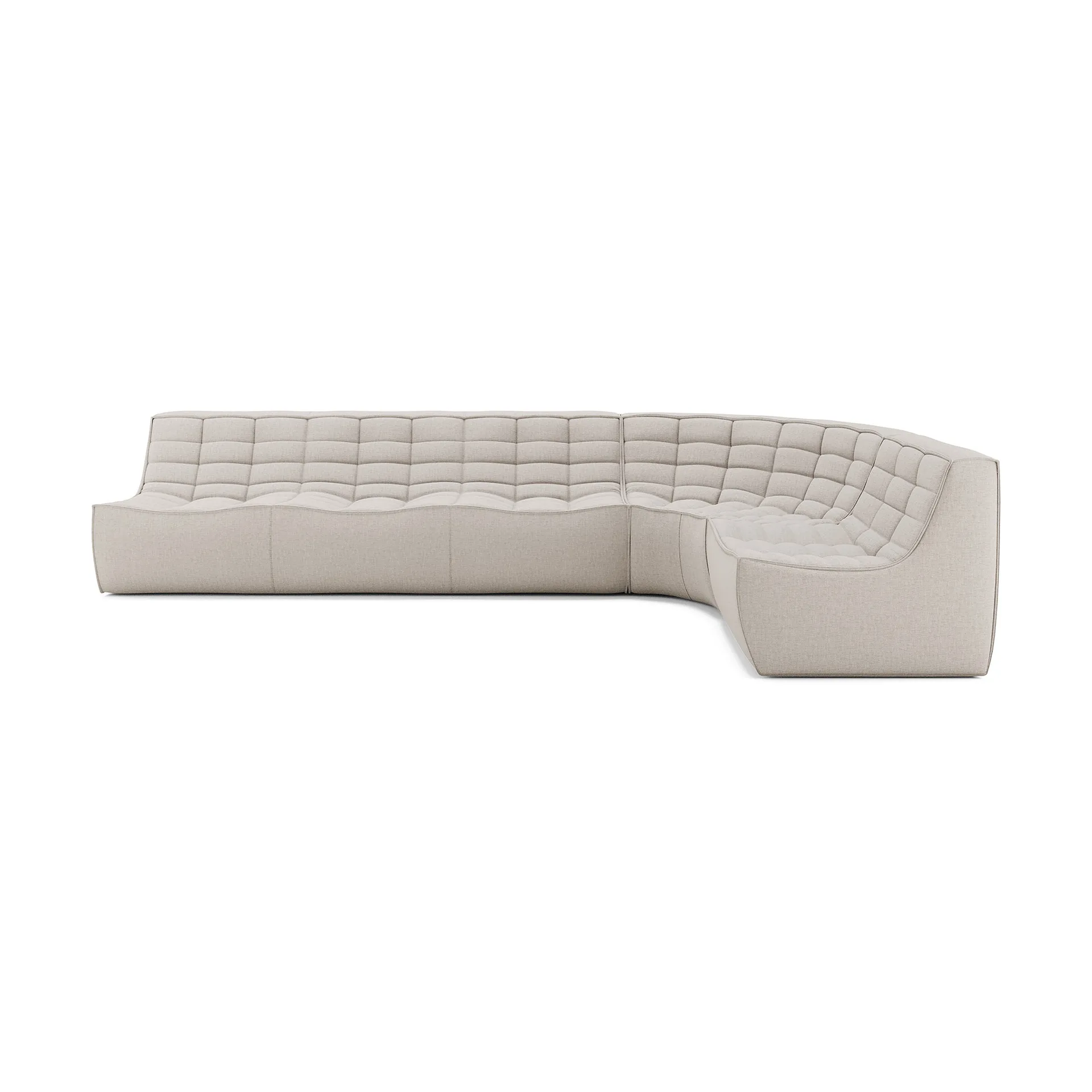 N701 Modul-Ecksofa mit abgerundeter Ecke, Stoff Beige, 301x171 cm,  Ethnicraft