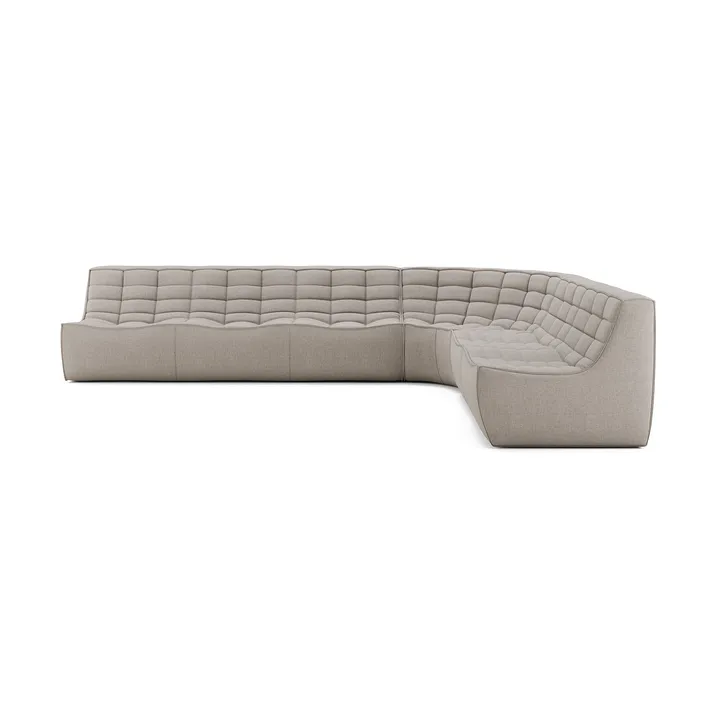 N701 Modulare Ecksofa mit abgerundeter Ecke, Stoff Ecru beige, 330x260 cm - Ethnicraft