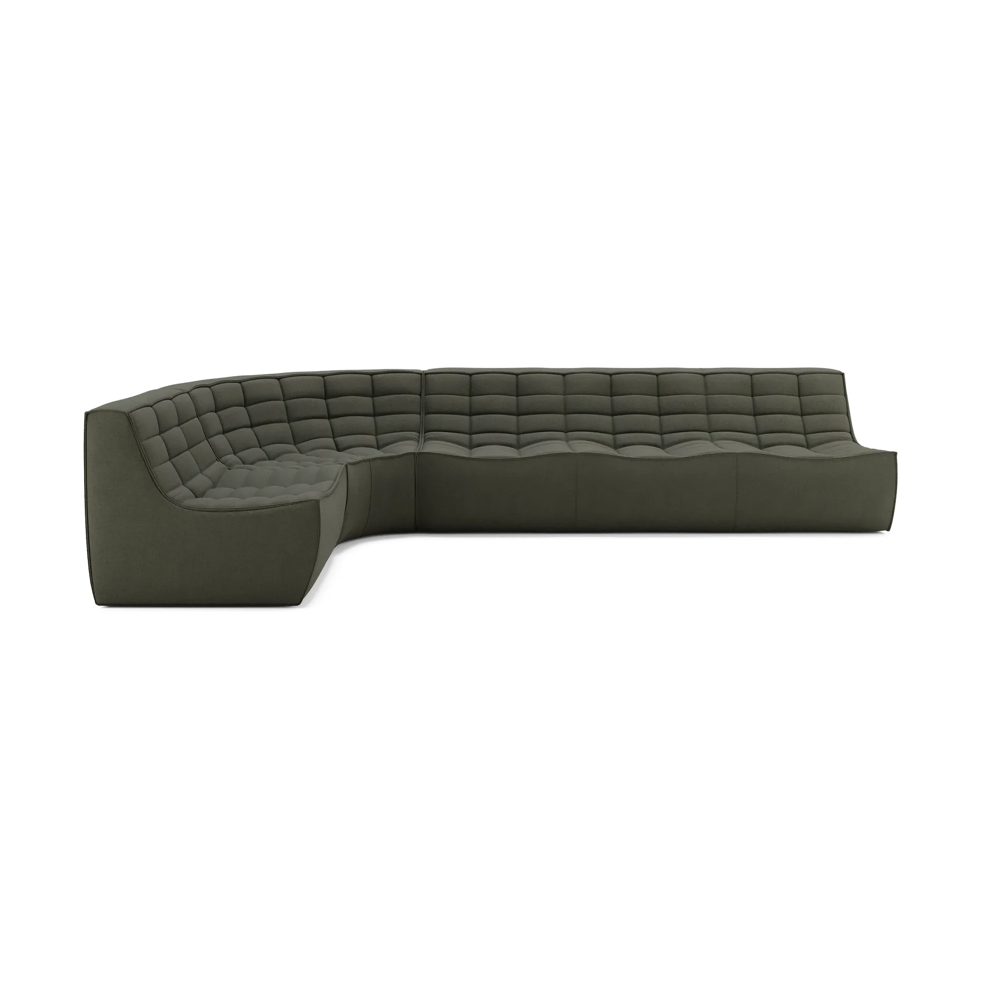 N701 Modulare Ecksofa mit abgerundeter Ecke, Stoff Moss Eco, 301x171 cm,  Ethnicraft