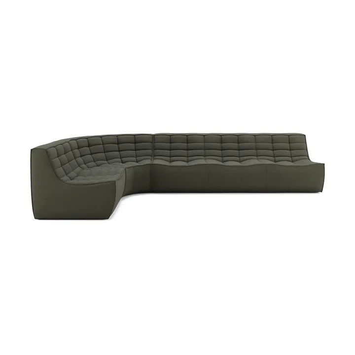 N701 Modulare Ecksofa mit abgerundeter Ecke, Stoff Moss Eco, 301x171 cm - Ethnicraft